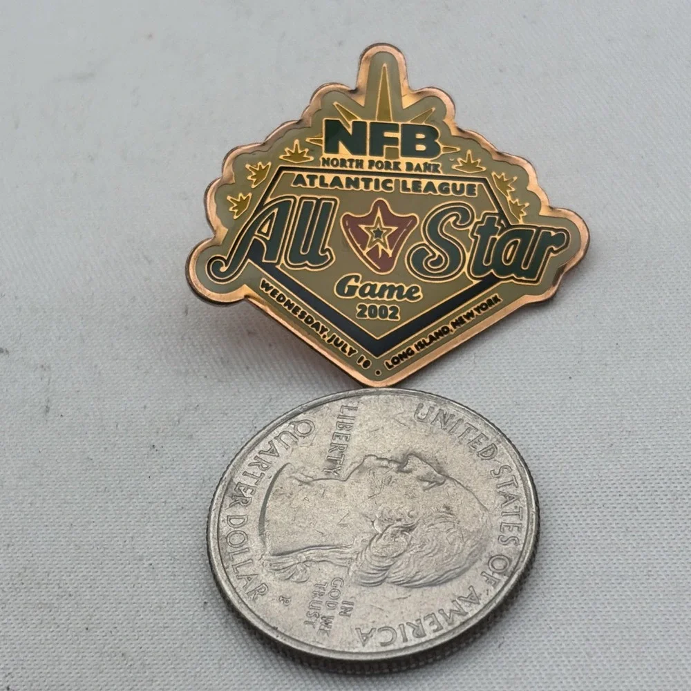 NFB North Fork Bank Atlantic League All Star Game 2002 Lapel Hat Pin Fotoball NY